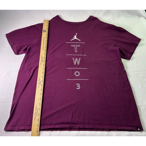 Jordan T-Shirt XXL Purple Maroon TWO 3 23 Jumpman Graphic Quality Inspired Tee - Picture 8 of 9
